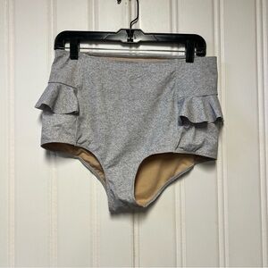 🤍 Kortni Jeane Gray Ruffle High-Waisted Swim Bottoms – Size XL – NWOT